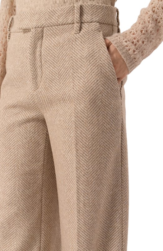 Шерстяные брюки Brunello Cucinelli MQ474P8492 Бежевый  MQ474P8492 Фото 5