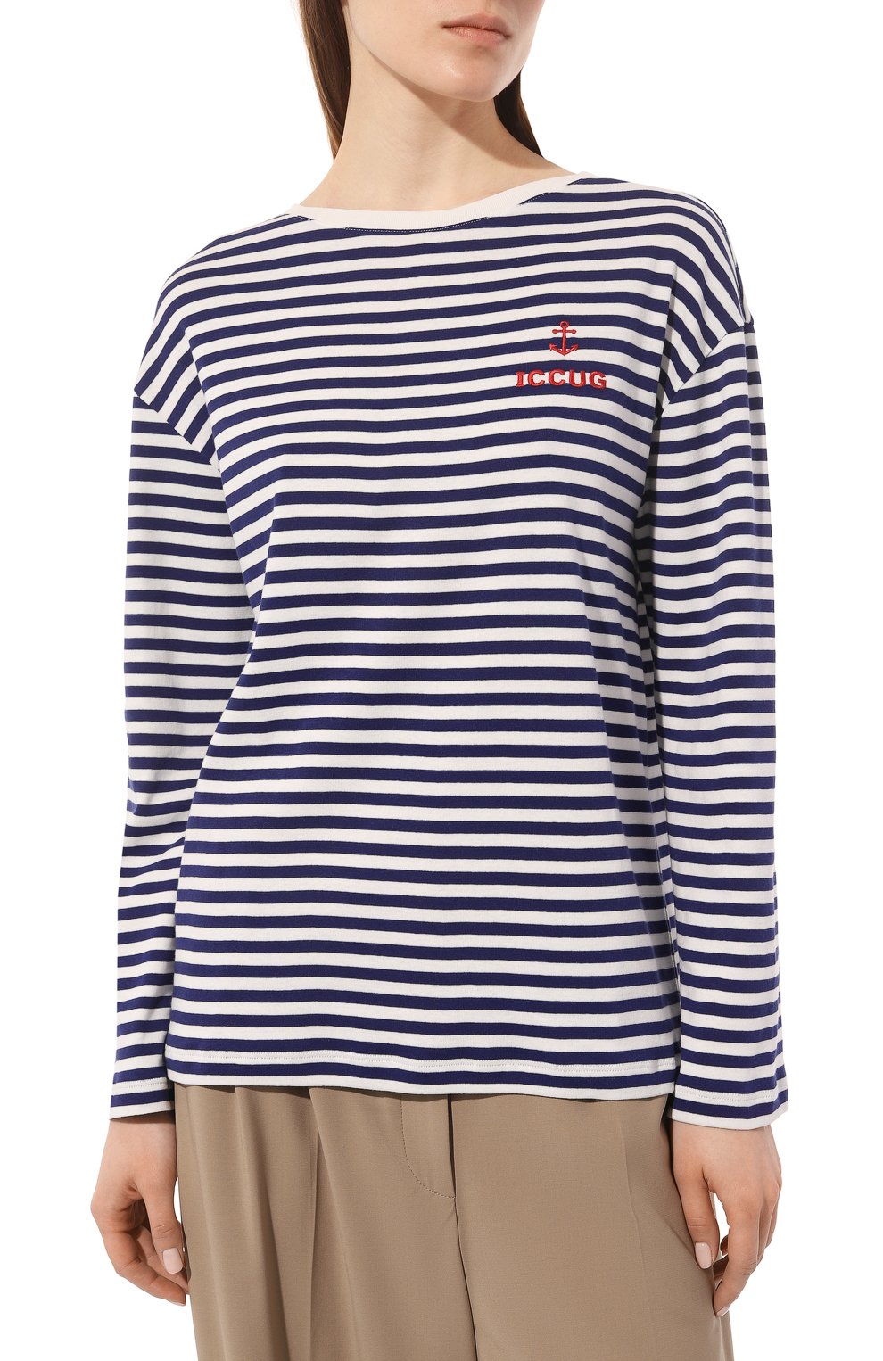 Хлопковый лонгслив GUCCI синего цвета по цене 56160 руб., арт. 655465 XJDDQ, фото 3 Хлопковый лонгслив GUCCI, арт. 655465 XJDDQ, фото 3