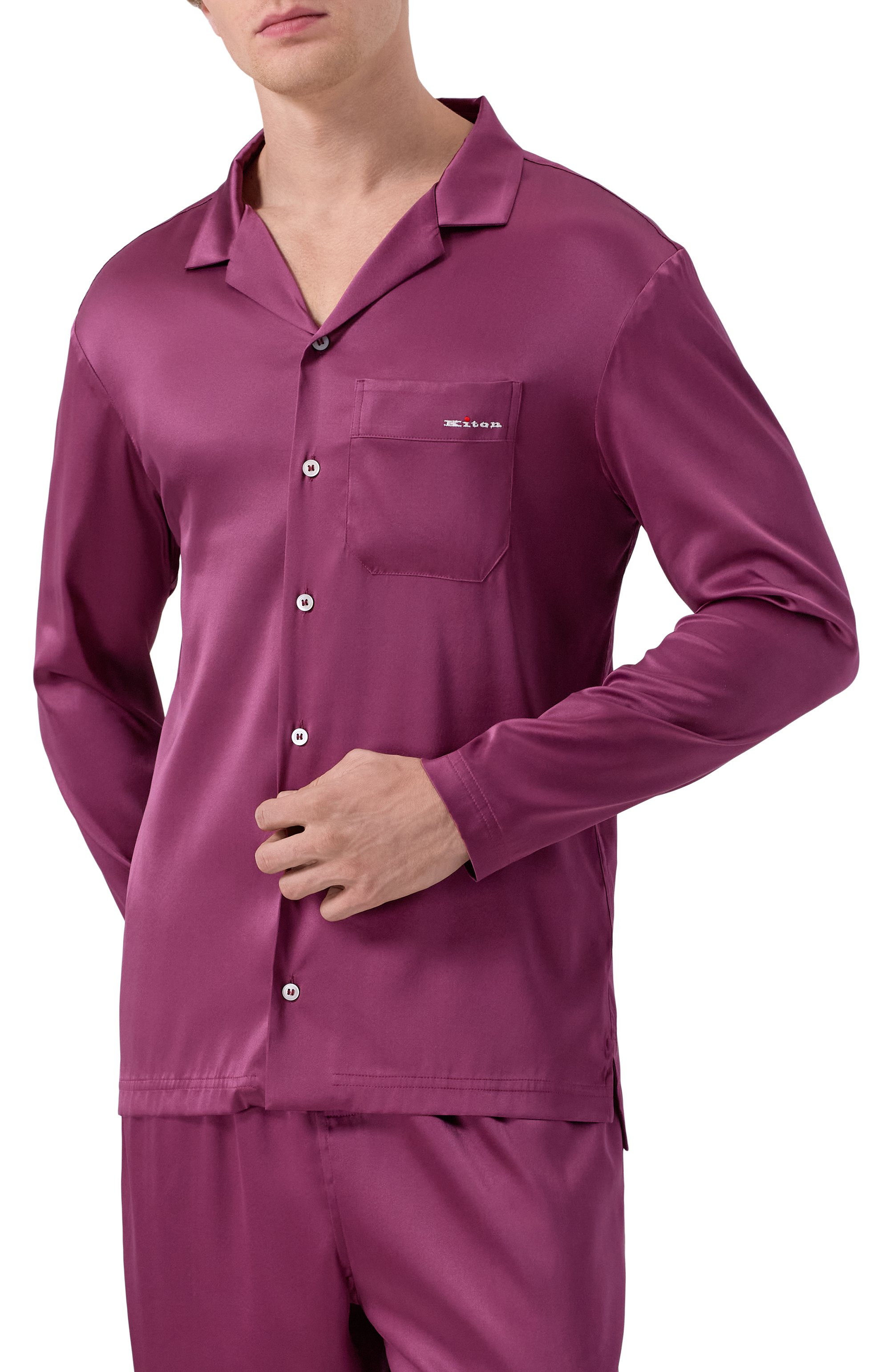 Шелковая сорочка KITON, арт. UNWM018K0245H10, фото 3