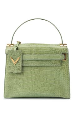 Женская сумка my rockstud из кожи крокодила VALENTINO зеленого цвета, арт. KW2B0977/C0D | Фото 7 (Сумки-технические: Сумки через плечо, Сумки top-handle; Материал: Экзотическая кожа; Размер: medium; Материал сплава: Проставлено; Ремень/цепочка: На ремешке; Драгоценные камни: Проставлено)