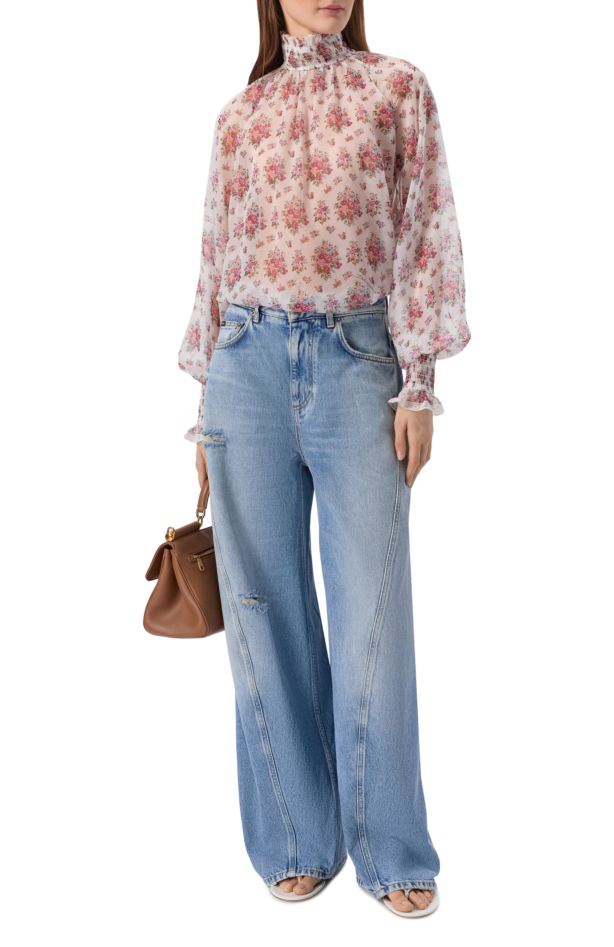 Блузка из шелка и хлопка DOLCE & GABBANA, арт. F7BK3T/IS10F, фото 2