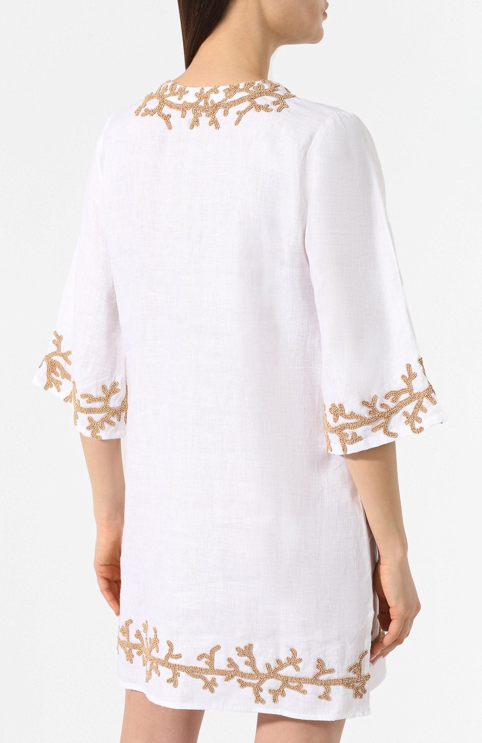 Льняная туника ESMERALDA RESORT белого цвета по цене 89950 руб., арт. KURTA SURYA DESIGN, фото 4 Льняная туника ESMERALDA RESORT, арт. KURTA SURYA DESIGN, фото 4