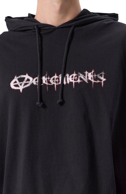 Хлопковое худи VETEMENTS UA66HD850B Чёрный  UA66HD850B Фото 5