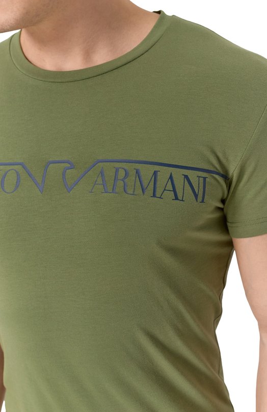 Хлопковая футболка Emporio Armani 111035/4F516 Хаки  111035/4F516 Фото 5