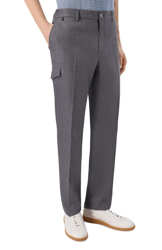 Брюки-карго изо льна и шерсти Stefano Ricci M1T6100142/B127HA Серый  M1T6100142/B127HA Фото 3