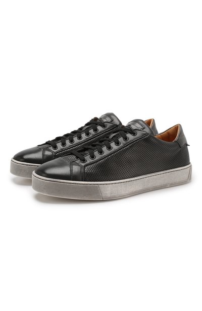 Кожаные кеды SANTONI темно-серого цвета по цене 56450 руб., арт. MBGL21066SP0MFG0G62, фото 1 Кожаные кеды SANTONI, арт. MBGL21066SP0MFG0G62, фото 1