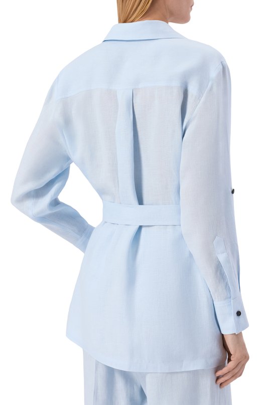 Льняная рубашка Kiton D57418H09690 Голубой  D57418H09690 Фото 4