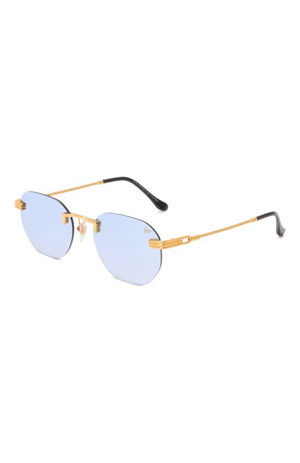 Женские солнцезащитные очки VINTAGE FRAMES голубого цвета, арт. DETR0IT PLAYER 24KT G0LD/BR0WN | Фото 1 (Региональные ограничения белый список (Axapta Mercury): Не проставлено; Тип очков: С/з; Нос: Не проставлено; Материал: Металл)