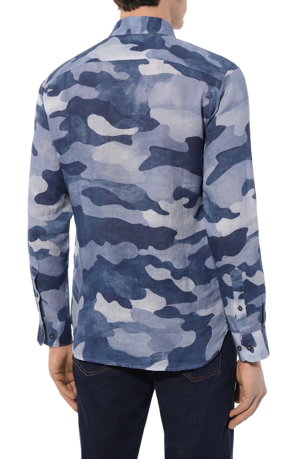 Льняная рубашка 120% LINO синего цвета по цене 32250 руб., арт. 31ALIM1311/000G248/100, фото 4 Льняная рубашка 120% LINO, арт. 31ALIM1311/000G248/100, фото 4