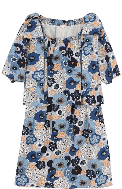 Хлопковое мини-платье свободного кроя с принтом и бантами CHLOÉ разноцветного цвета по цене 25950 руб., арт. C12675/14A, фото 1 Хлопковое мини-платье свободного кроя с принтом и бантами CHLOÉ, арт. C12675/14A, фото 1