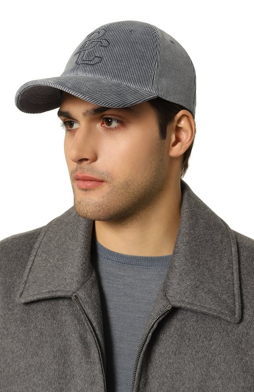 Вельветовая бейсболка Brunello Cucinelli MQ4359932 Голубой  MQ4359932 Фото 2