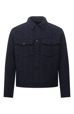 Мужская шерстяная куртка GIORGIO ARMANI темно-синего цвета, арт. 1WG0B065/T02S1 | Фото 1 (Длина (верхняя одежда): Короткие; Мужское Кросс-КТ: шерсть и кашемир; Материал внешний: Шерсть; Материал подклада: Синтетический материал; Стили: Кэжуэл; Кросс-КТ: Куртка; Рукава: Длинные; Драгоценные камни: Проставлено; Материал сплава: Проставлено)