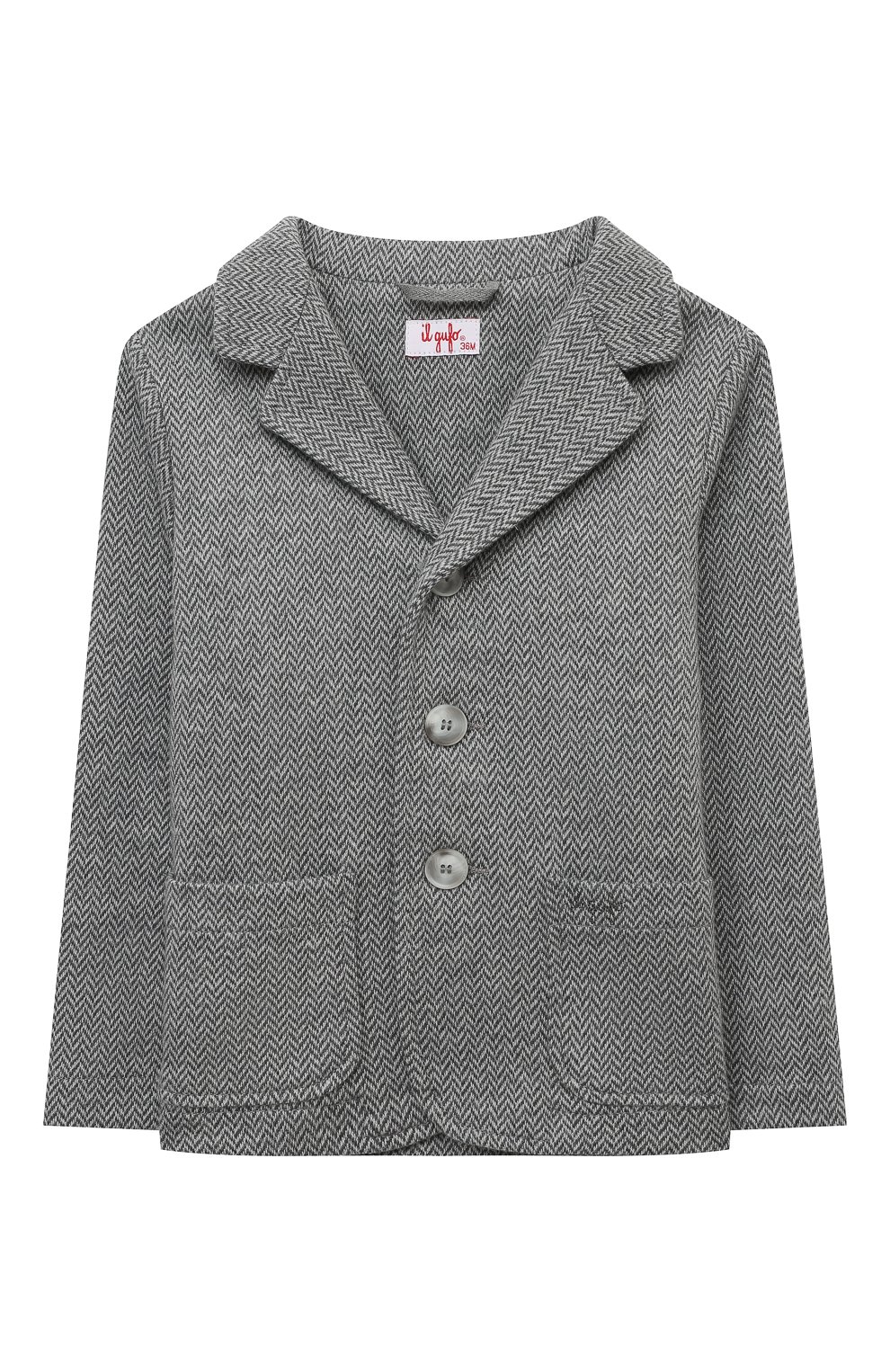 Хлопковый пиджак IL GUFO серого цвета по цене 11500 руб., арт. A22BF033M5031/24M-36M, фото 1 Хлопковый пиджак IL GUFO, арт. A22BF033M5031/24M-36M, фото 1