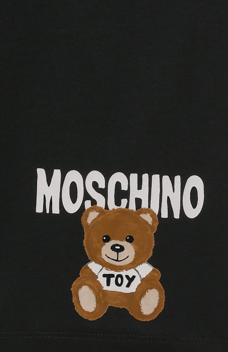 Детские хлопковые шорты MOSCHINO черного цвета, арт. HDQ00Y/LBA10/4-8 | Фото 3 (Материал внешний: Хлопок; Случай: Повседневный; Нос: Не проставлено)