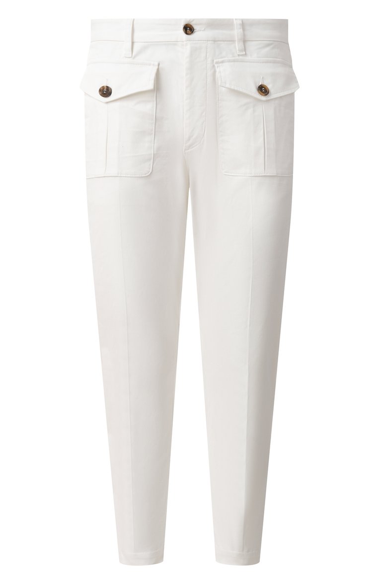 Мужские хлопковые брюки DSQUARED2 белого цвета, арт. S74KB0996/S39021 | Фото 1 (Длина (брюки, джинсы): Стандартные; Материал внешний: Хлопок; Случай: Повседневный; Стили: Кэжуэл; Силуэт М (брюки): Чиносы)
