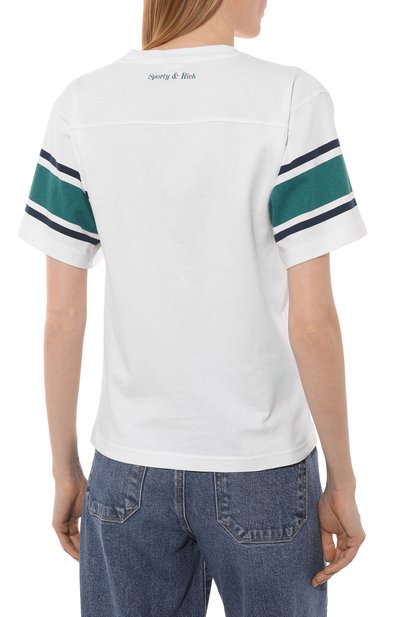 Хлопковая футболка SPORTY AND RICH белого цвета по цене 11650 руб., арт. T0039516037WH01, фото 4 Хлопковая футболка SPORTY AND RICH, арт. T0039516037WH01, фото 4