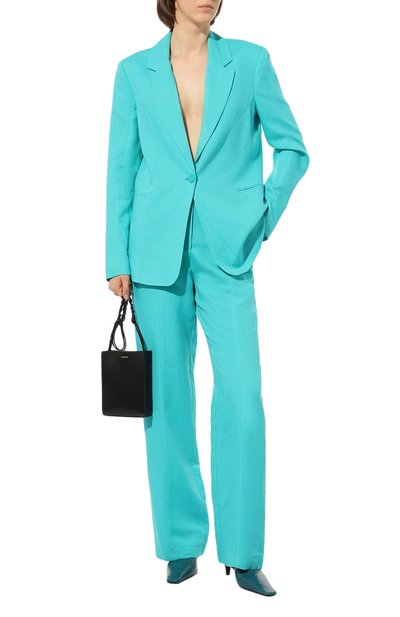 Брюки из вискозы и льна PATRIZIA PEPE бирюзового цвета по цене 26200 руб., арт. 2P1491_A052, фото 2 Брюки из вискозы и льна PATRIZIA PEPE, арт. 2P1491_A052, фото 2