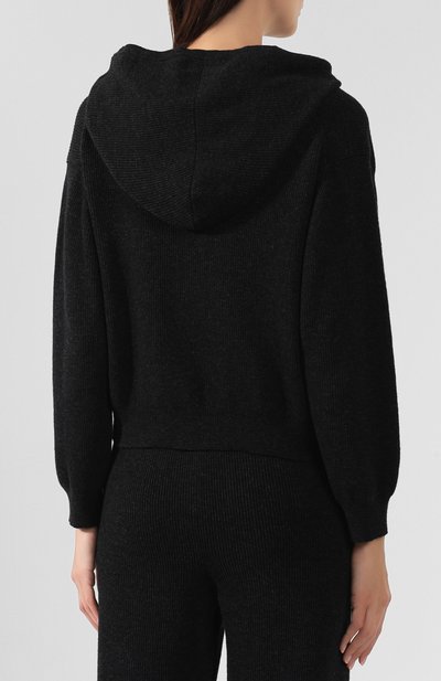 Пуловер с капюшоном NANUSHKA серого цвета по цене 38850 руб., арт. M0G_CHARC0AL_CASHMERE BLEND RIB, фото 4 Пуловер с капюшоном NANUSHKA, арт. M0G_CHARC0AL_CASHMERE BLEND RIB, фото 4