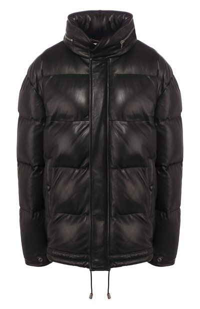 Женский кожаный пуховик с воротником-стойкой SAINT LAURENT, арт. 536747/YC2SW