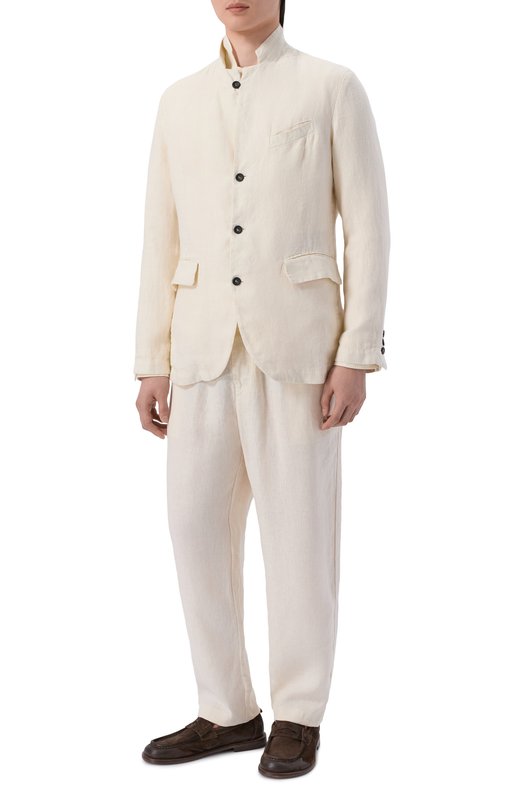 Льняной пиджак Hannes Roether SCHU22MANN.602 Кремовый  SCHU22MANN.602 Фото 2