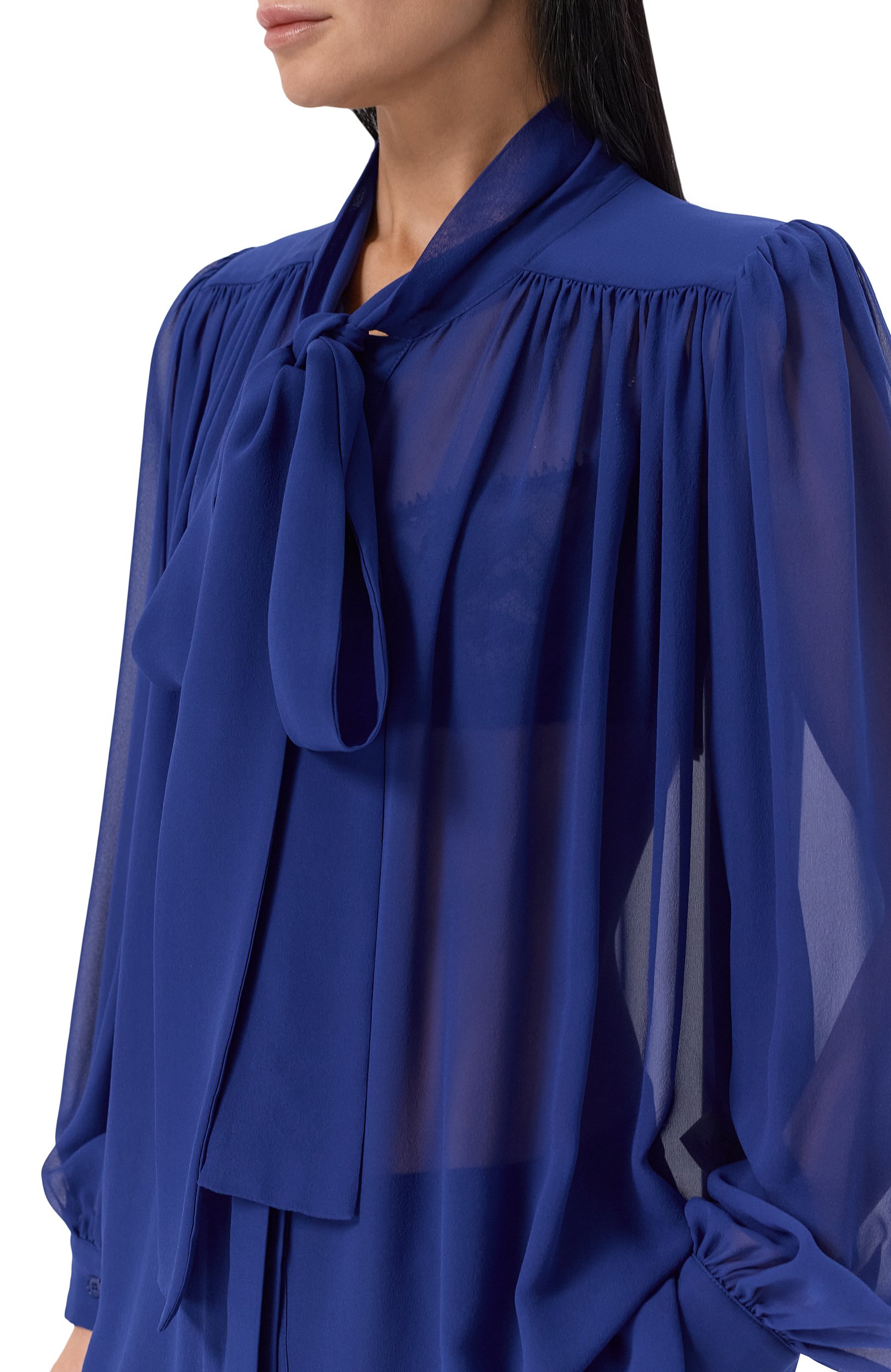 Шелковая блузка ELIE SAAB синего цвета по цене 199500 руб., арт. T0401/SI001, фото 5 Шелковая блузка ELIE SAAB, арт. T0401/SI001, фото 5