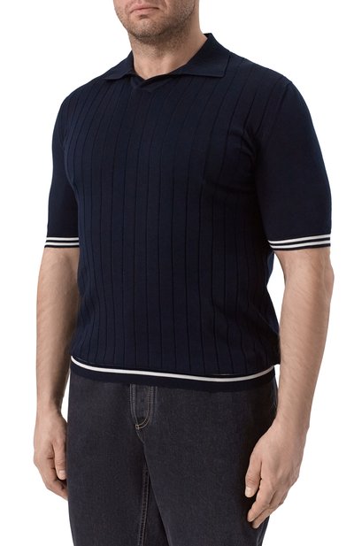 Хлопковое поло KITON темно-синего цвета по цене 218500 руб., арт. UMK0708, фото 3 Хлопковое поло KITON, арт. UMK0708, фото 3