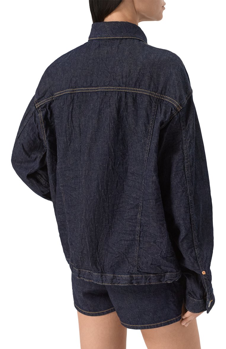 Женская джинсовая куртка DSQUARED2 синего цвета, арт. S73DL0279/S30825 | Фото 4 (Автоматизация состава: Проставлено; Длина (верхняя одежда): Короткие; Рукава: Длинные; Материал внешний: Хлопок, Деним; Автоматизация ТО: Проставлено; Кросс-КТ: Легкие, Куртка, Деним; Стили: Кэжуэл)