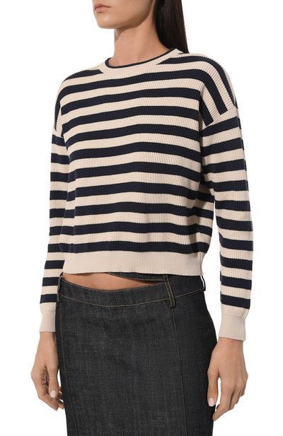 Хлопковый пуловер BRUNELLO CUCINELLI синего цвета по цене 154000 руб., арт. M1919B1331, фото 3 Хлопковый пуловер BRUNELLO CUCINELLI, арт. M1919B1331, фото 3