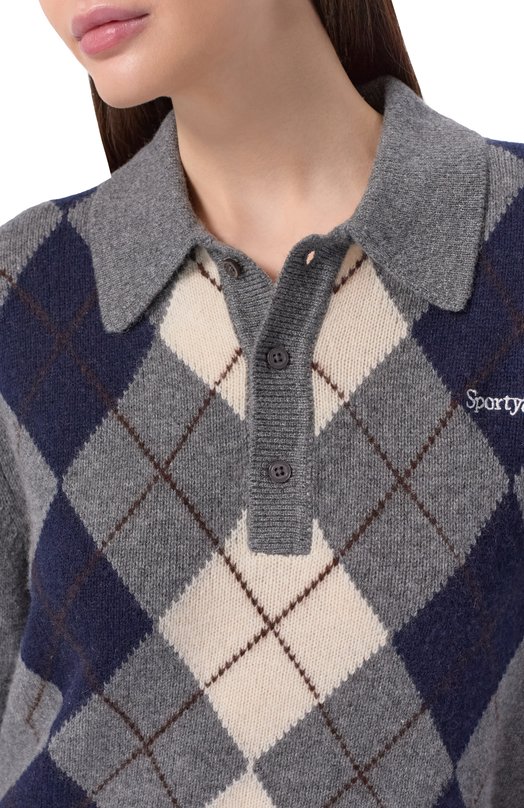 Поло из кашемира и шерсти Sporty and Rich WS07462300GY16 Серый  WS07462300GY16 Фото 5