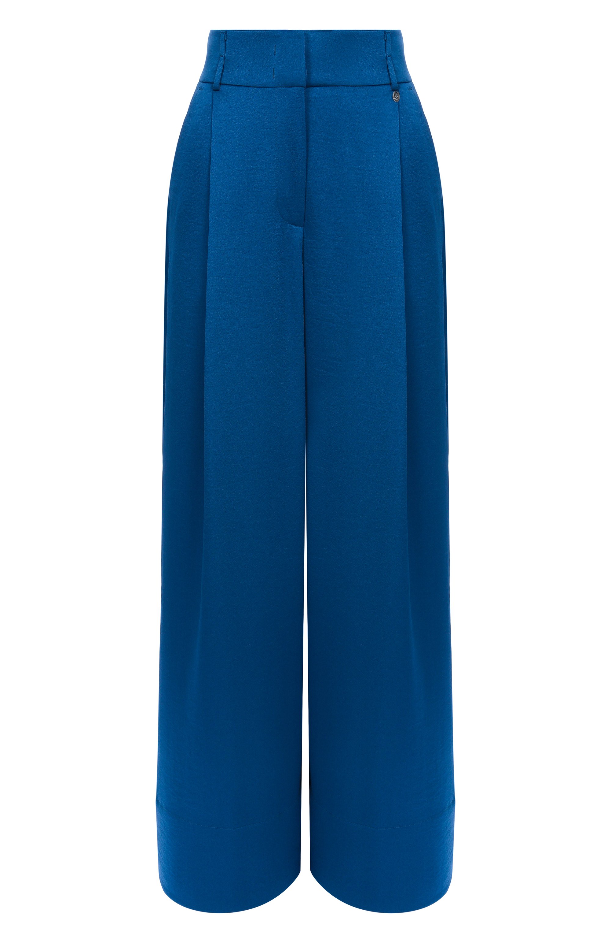 Атласные брюки LIU JO синего цвета по цене 34490 руб., арт. CA5272TS870, фото 1 Атласные брюки LIU JO, арт. CA5272TS870, фото 1