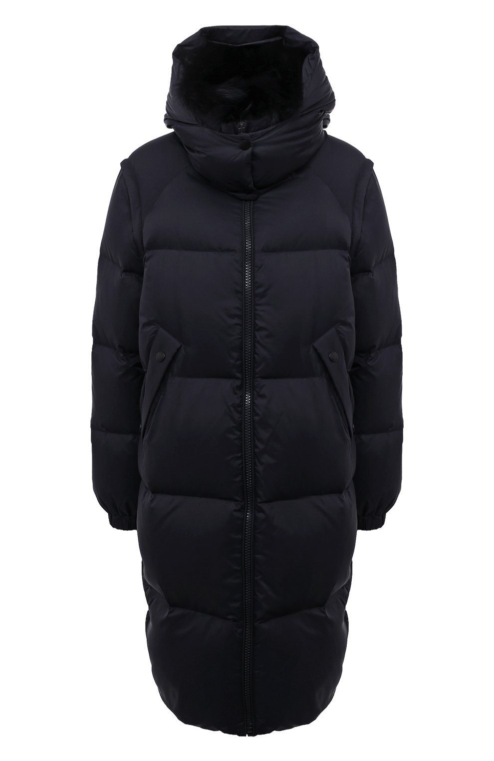 Пуховик YVES SALOMON темно-синего цвета по цене 188500 руб., арт. 23WFM06000DORD, фото 1 Пуховик YVES SALOMON, арт. 23WFM06000DORD, фото 1