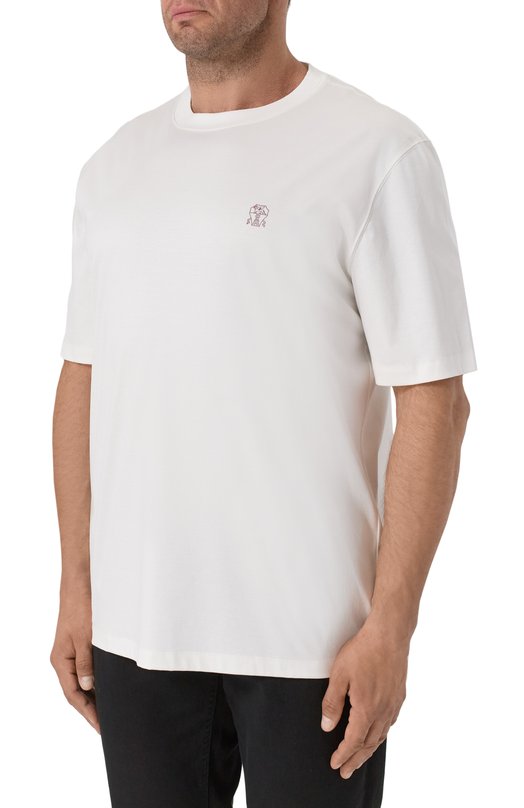 Хлопковая футболка Brunello Cucinelli M0B138440 Белый  M0B138440 Фото 3