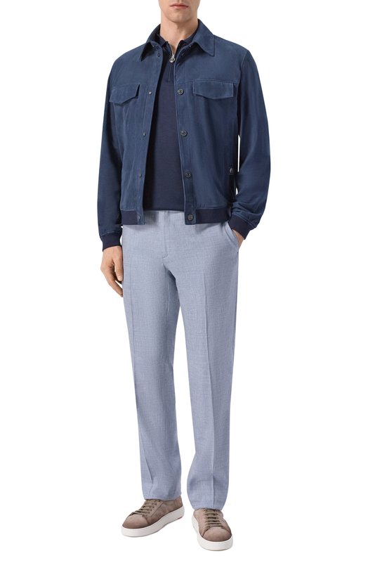 Замшевый бомбер Stefano Ricci M7J6100400/SUEJI3 Синий  M7J6100400/SUEJI3 Фото 2