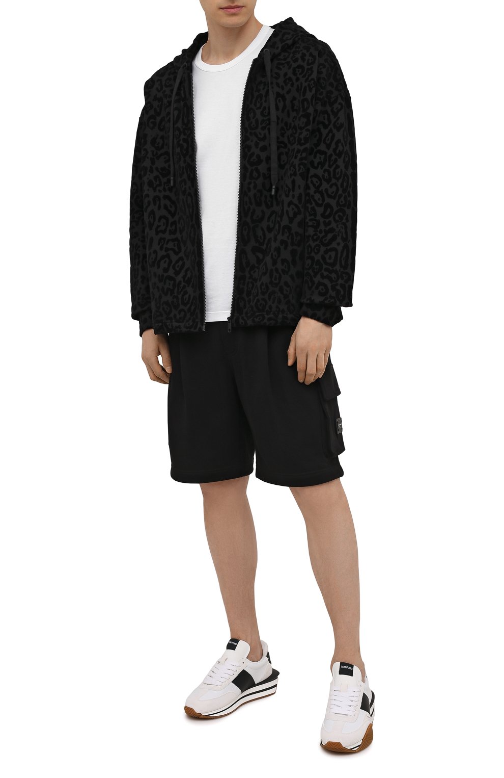 Хлопковые шорты DOLCE & GABBANA черного цвета по цене 65300 руб., арт. GYSJAT/FU7DU, фото 2 Хлопковые шорты DOLCE & GABBANA, арт. GYSJAT/FU7DU, фото 2