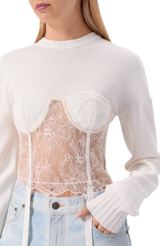 Пуловер из вискозы Giuseppe di Morabito 06PSKNT389 16404 Белый  06PSKNT389 16404 Фото 5