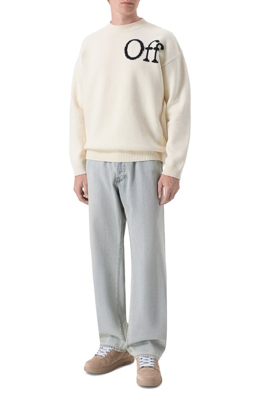Шерстяной свитер Off-White 0MHE20QF25KNI001 Кремовый  0MHE20QF25KNI001 Фото 2