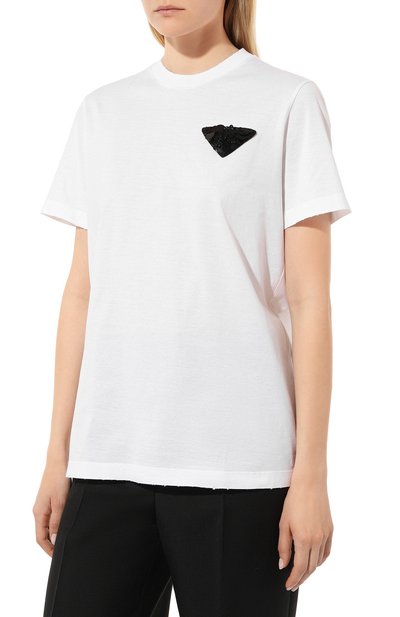 Хлопковая футболка PRADA, арт. 35838R-1ZVO-F0964-162, фото 3