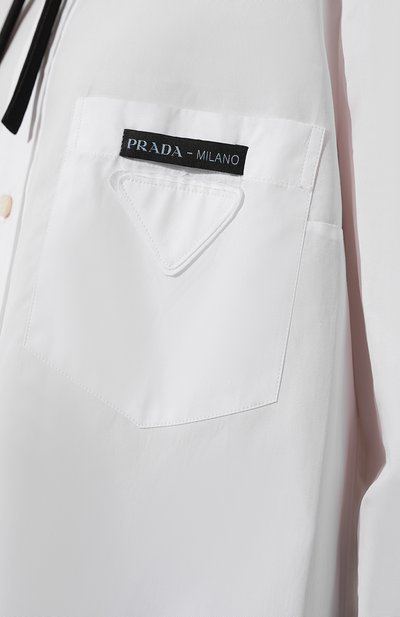 Хлопковая рубашка PRADA белого цвета по цене 100000 руб., арт. P409E-1V6S-F0964-201, фото 5 Хлопковая рубашка PRADA, арт. P409E-1V6S-F0964-201, фото 5