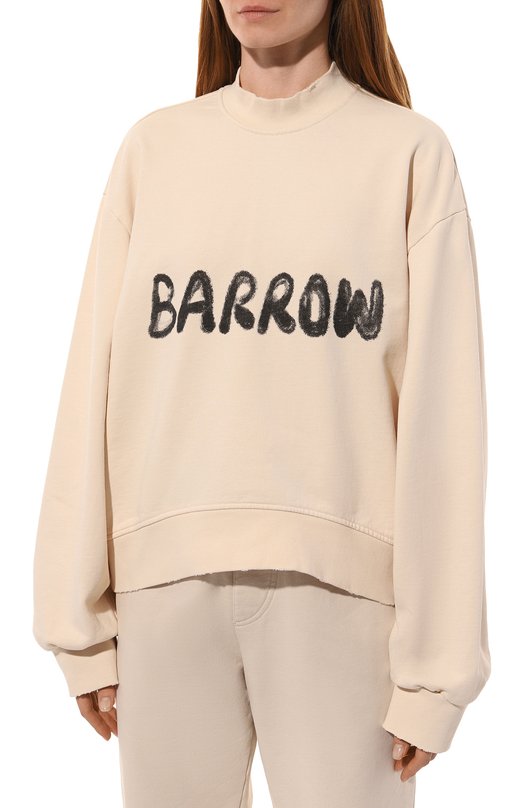 Хлопковый свитшот Barrow F4BWW0SW107 Бежевый  F4BWW0SW107 Фото 3