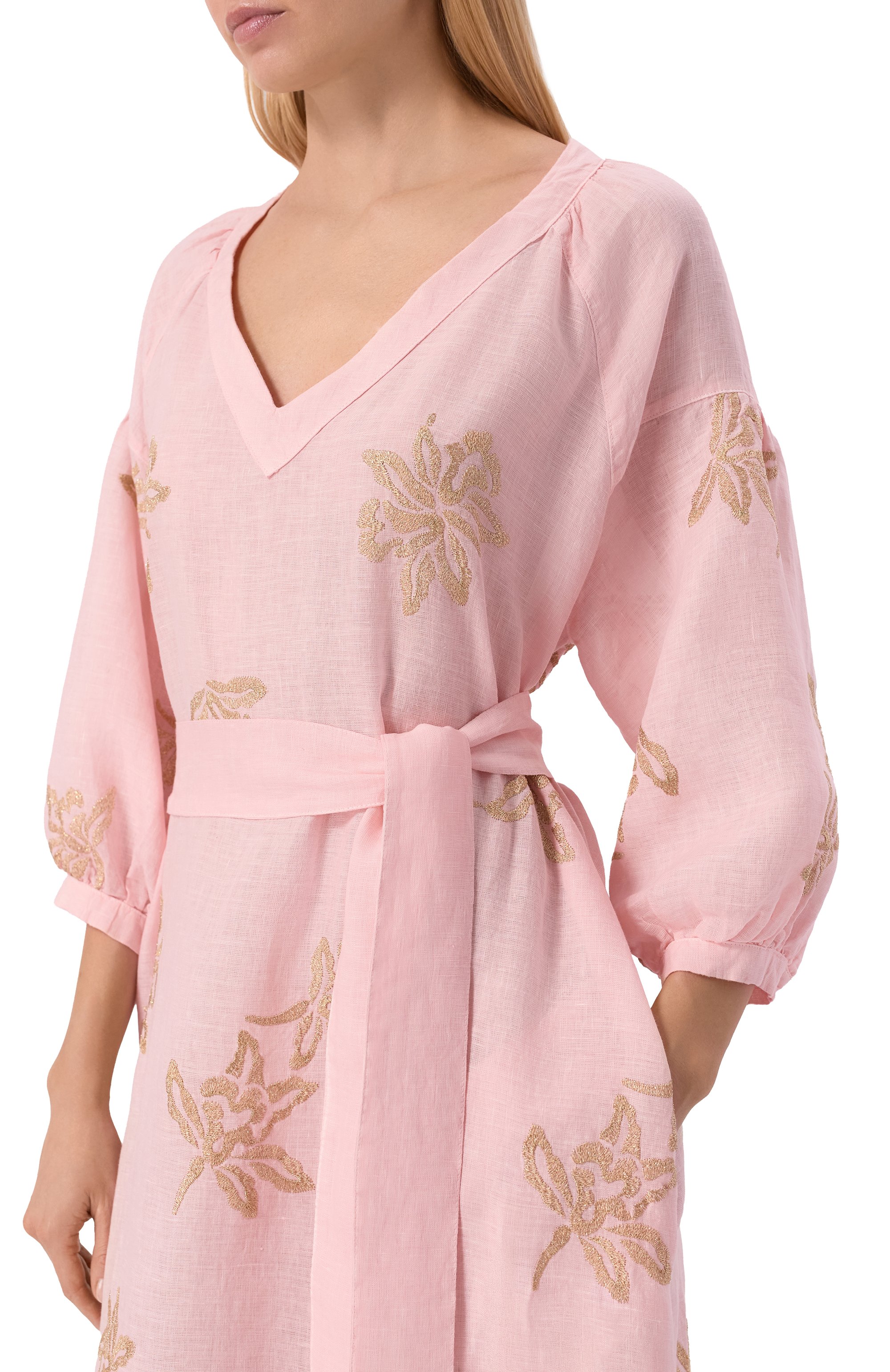 Льняное платье 120% LINO розового цвета по цене 75700 руб., арт. 33ALIW4PLH/000G477, фото 4 Льняное платье 120% LINO, арт. 33ALIW4PLH/000G477, фото 4