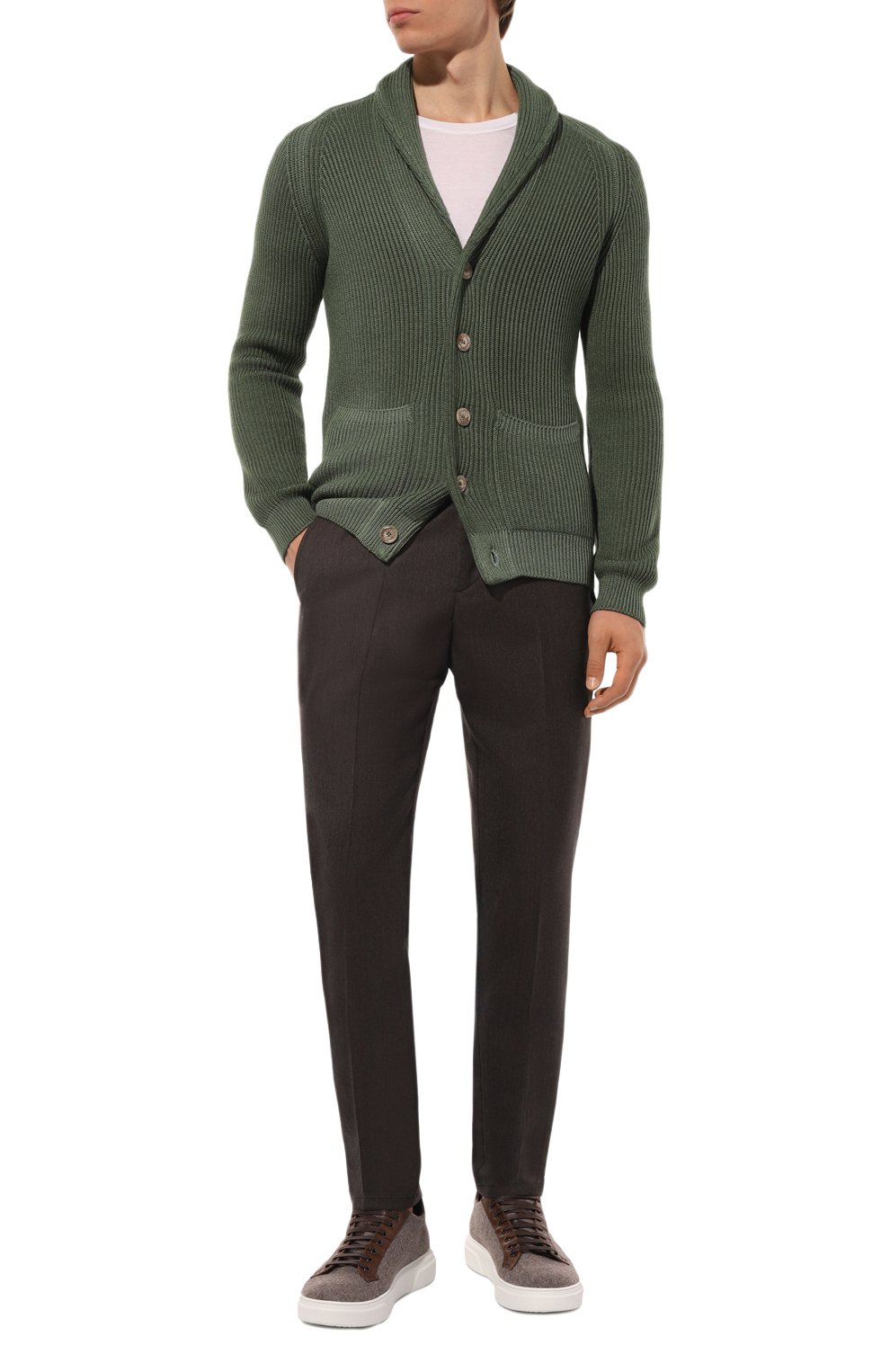 Шерстяные брюки ANDREA CAMPAGNA темно-коричневого цвета по цене 52250 руб., арт. SPIAGGIA/FA1648, фото 2 Шерстяные брюки ANDREA CAMPAGNA, арт. SPIAGGIA/FA1648, фото 2