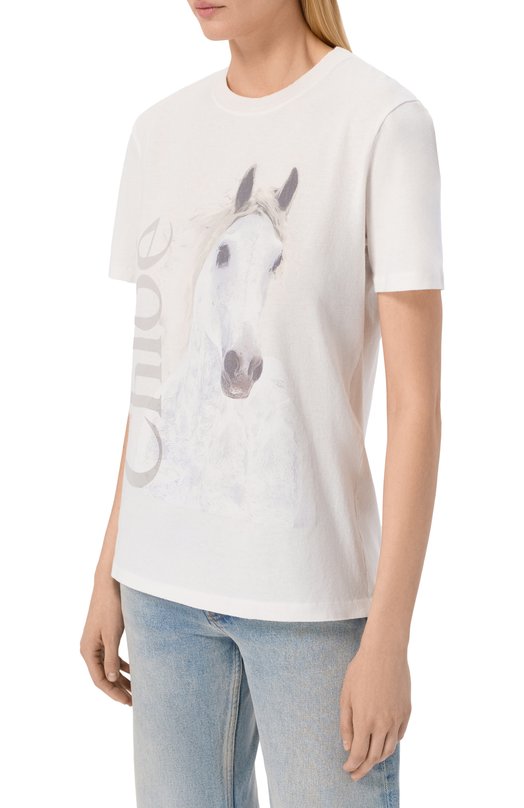 Хлопковая футболка Chloé CH26SJH11802 Белый  CH26SJH11802 Фото 3