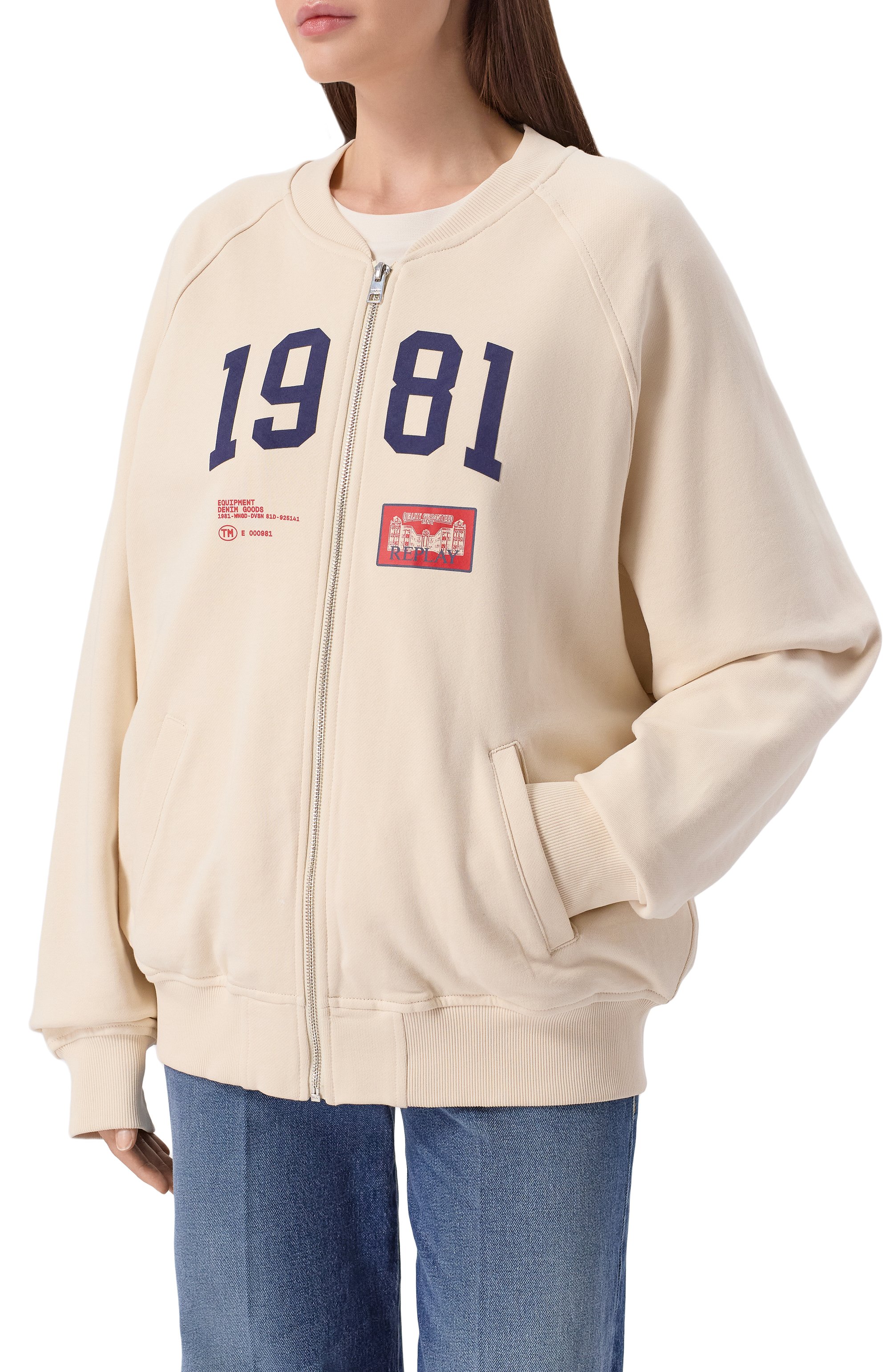 Хлопковая толстовка REPLAY кремового цвета по цене 21900 руб., арт. W3508 .000.23802, фото 3 Хлопковая толстовка REPLAY, арт. W3508 .000.23802, фото 3