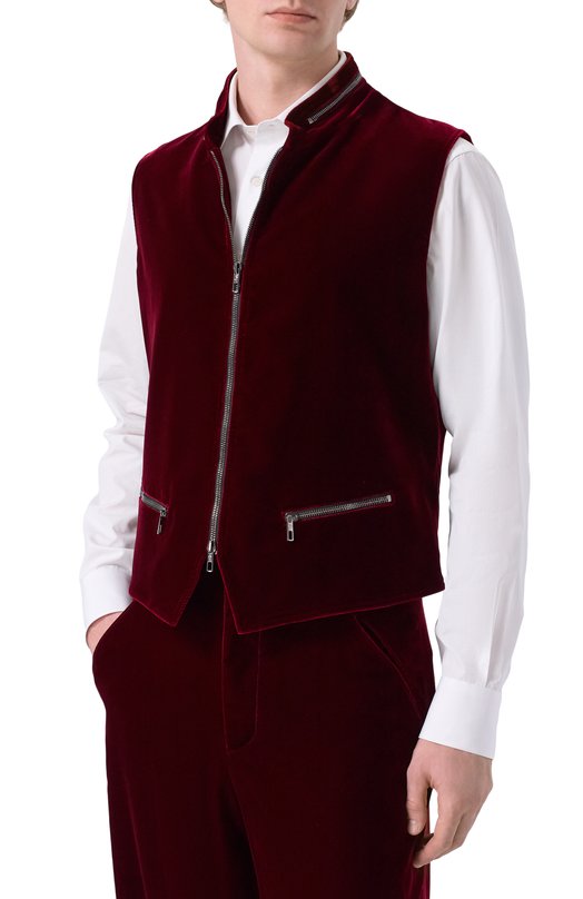Бархатный жилет Giorgio Armani GM002033/TE10046 Бордовый  GM002033/TE10046 Фото 3