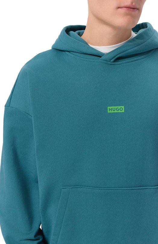 Хлопковое худи HUGO Blue 50510724 Голубой  50510724 Фото 5
