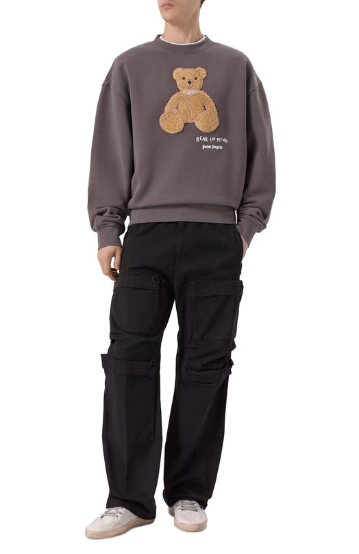 Хлопковый свитшот Palm Angels PMBA08HF25FLE004 Бежевый  PMBA08HF25FLE004 Фото 2