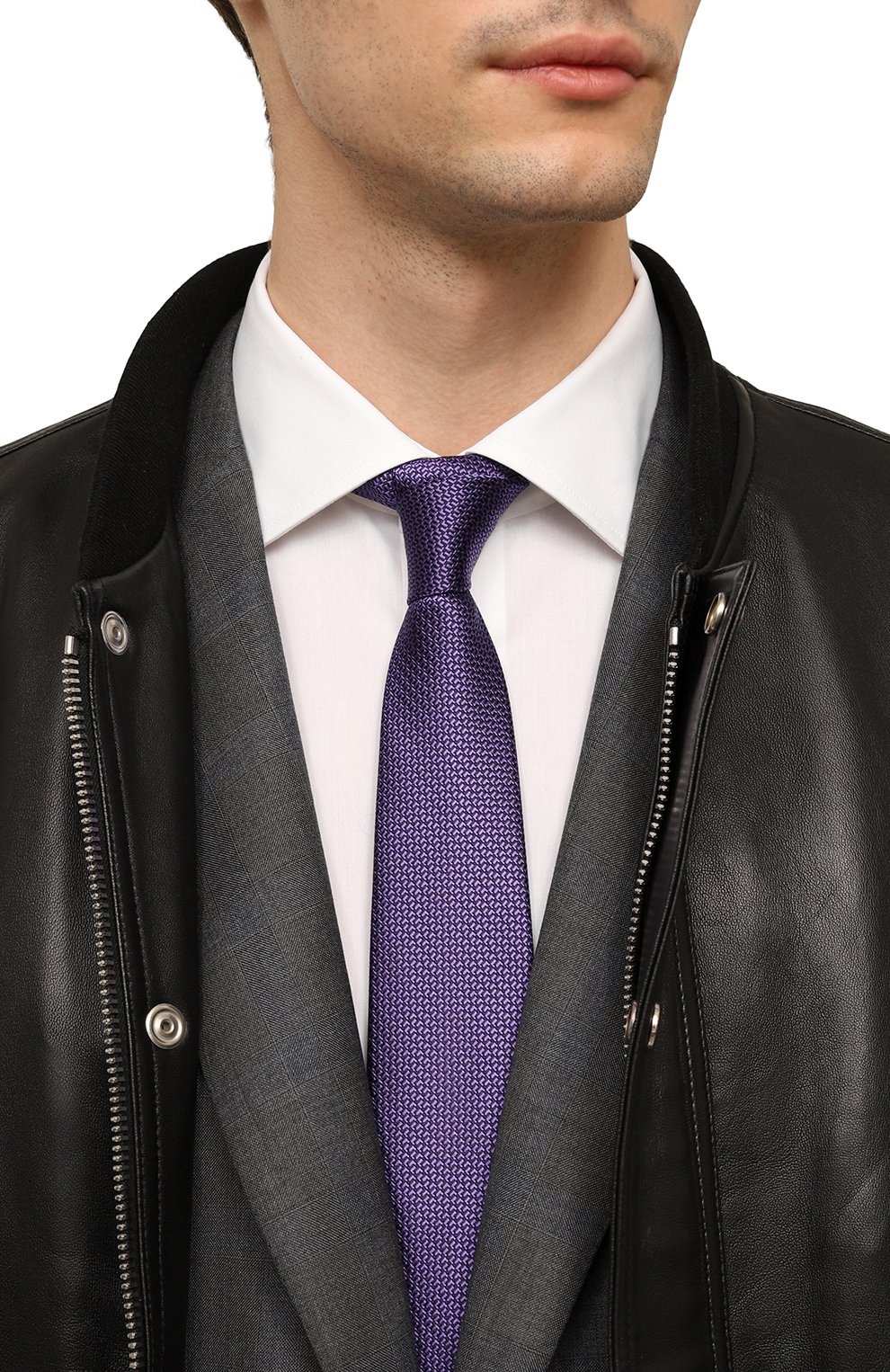 Шелковый галстук CANALI фиолетового цвета по цене 17600 руб., арт. 18/HJ03766, фото 2 Шелковый галстук CANALI, арт. 18/HJ03766, фото 2