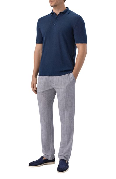 Поло изо льна и хлопка INLINUM темно-синего цвета по цене 22700 руб., арт. PUTRI/SINAI, фото 2 Поло изо льна и хлопка INLINUM, арт. PUTRI/SINAI, фото 2