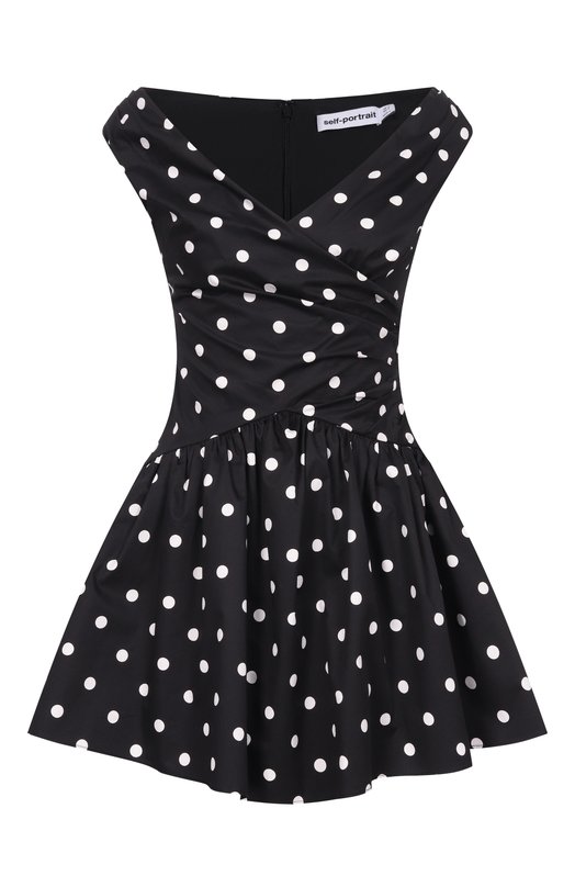 Хлопковое платье self-portrait RS26209SB Чёрный RS26209SB