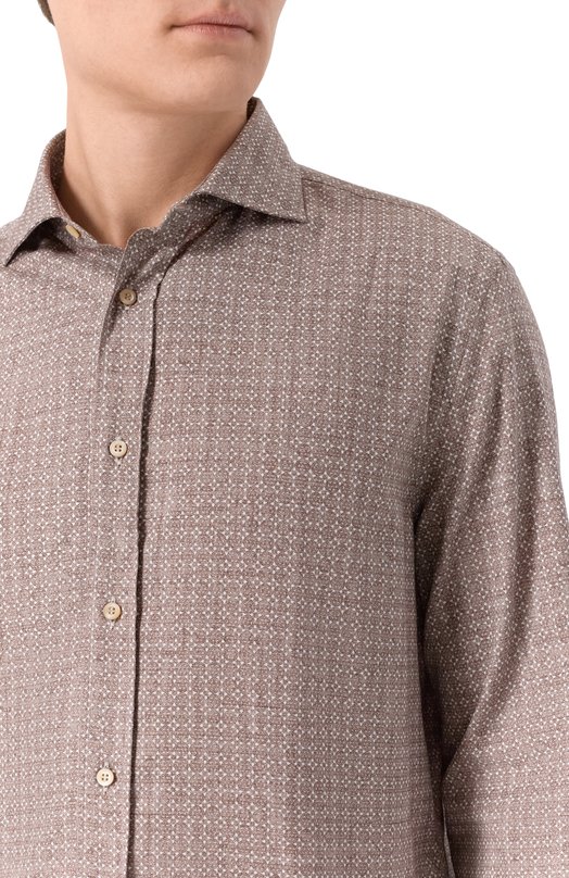 Хлопковая рубашка Brunello Cucinelli MA6910627 Коричневый  MA6910627 Фото 5